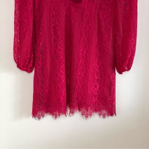 NWT Anthropologie Maeve Lace Open Back Mini Dress Raspberry Red 8 Medium - Picture 10 of 16